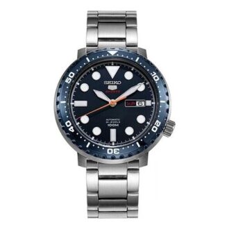N.º 5 Reloj mecánico automático pequeño de acero con correa azul