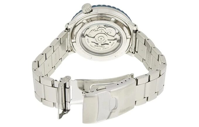 N.º 5 Reloj mecánico automático pequeño de acero con correa azul