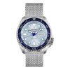 N.º 5 Reloj mecánico automático resistente al agua con correa de acero azul y plateado
