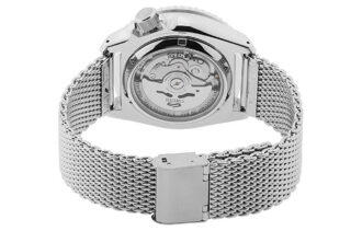 N.º 5 Reloj mecánico automático resistente al agua con correa de acero azul y plateado