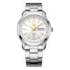N.º 5 Sports Reloj mecánico de negocios deportivo de acero con correa resistente al agua, blanco