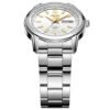 N.º 5 Sports Reloj mecánico de negocios deportivo de acero con correa resistente al agua, blanco