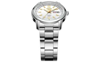 N.º 5 Sports Reloj mecánico de negocios deportivo de acero con correa resistente al agua, blanco