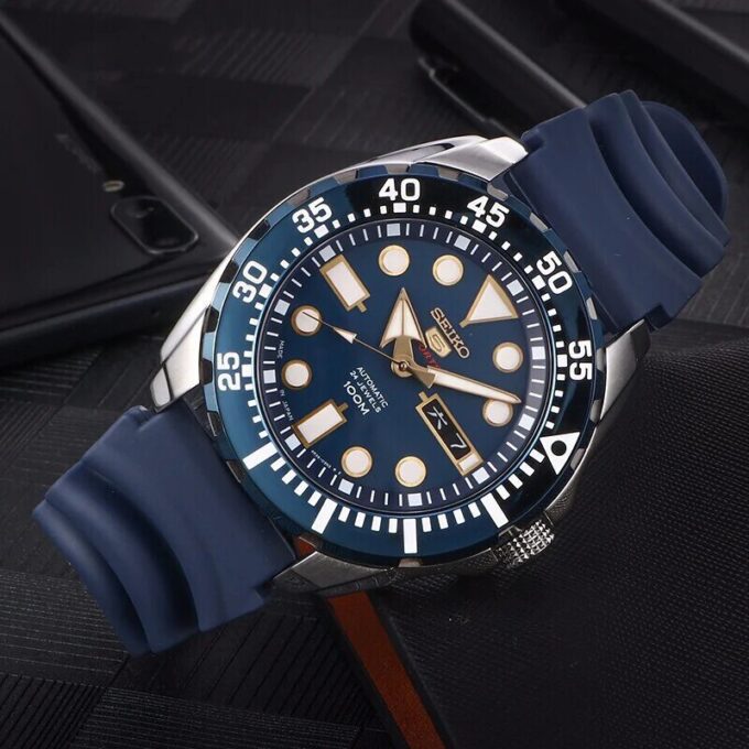 Reloj automático resistente al agua para hombre con esfera azul