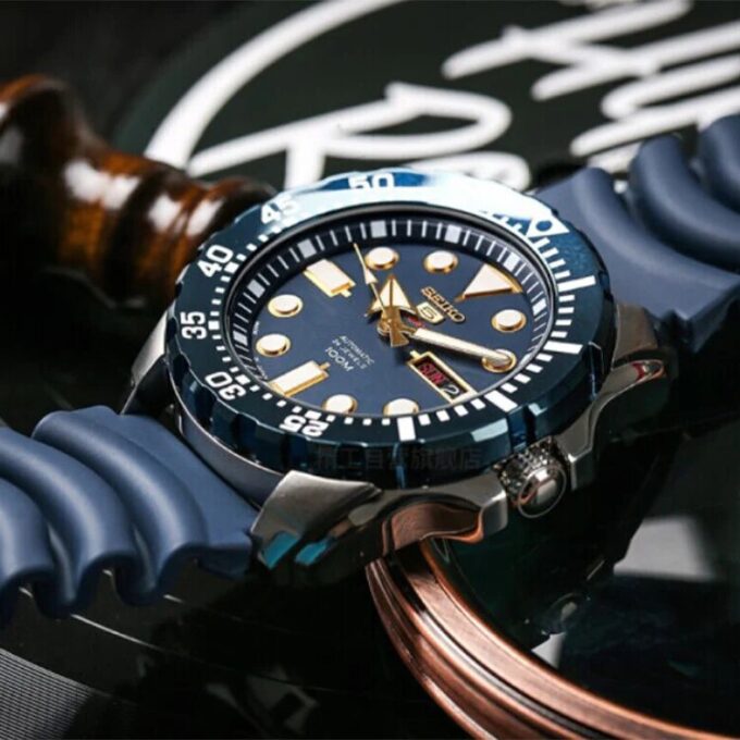 Reloj automático resistente al agua para hombre con esfera azul