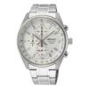 Reloj de acero para negocios con correa blanca