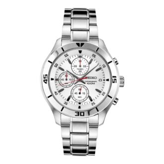 Reloj de cuarzo de acero con correa y esfera blanca, estilo casual de negocios, resistente al agua hasta 100 metros, Three Eyes