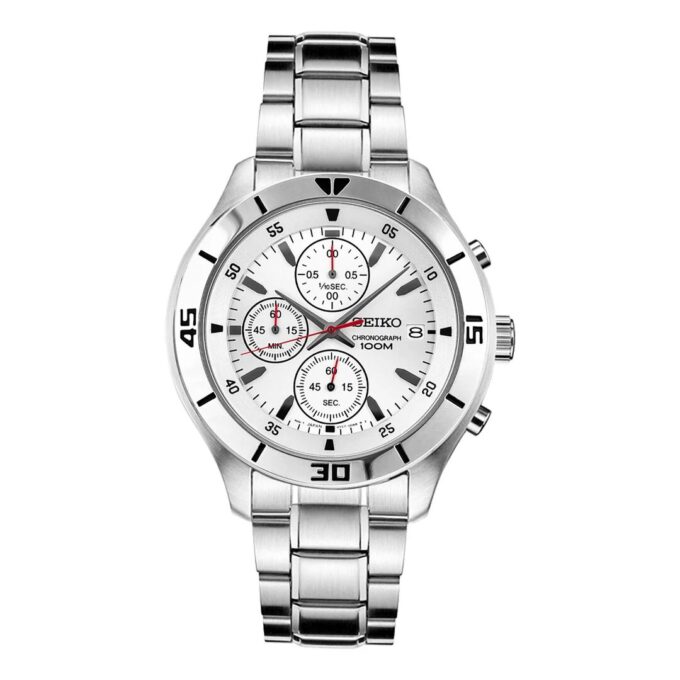 Reloj de cuarzo de acero con correa y esfera blanca, estilo casual de negocios, resistente al agua hasta 100 metros, Three Eyes