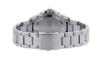 Reloj de cuarzo de estilo informal y deportivo con esfera negra y correa plateada Reloj de cuarzo de estilo informal y deportivo con esfera negra y correa plateada