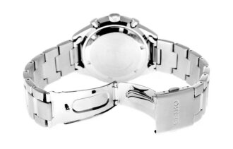 Reloj de cuarzo deportivo informal de negocios con esfera negra y correa plateada
