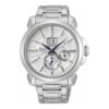 Reloj de cuarzo impermeable de estilo casual-profesional de la serie Premier, esfera blanca y correa de acero