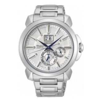Reloj de cuarzo impermeable de estilo casual-profesional de la serie Premier, esfera blanca y correa de acero