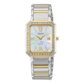 Reloj de cuarzo minimalista con correa de acero cuadrada, blanco