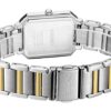 Reloj de cuarzo minimalista con correa de acero cuadrada, blanco