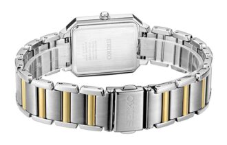 Reloj de cuarzo minimalista con correa de acero cuadrada, blanco