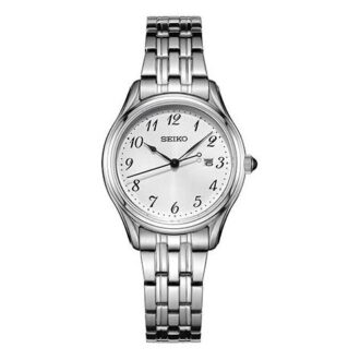 Reloj de cuarzo resistente al agua, plateado/blanco