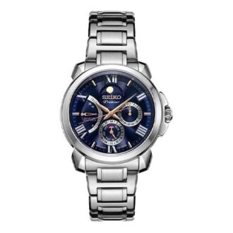 Reloj de la serie Premier con esfera azul, correa de acero y cristal de zafiro
