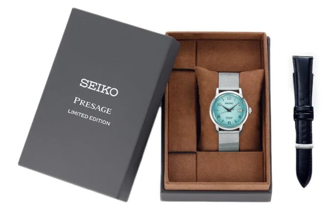 Reloj de la serie Presage con correa de acero azul