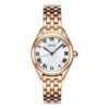 Reloj de moda con esfera azul y blanca, correa de oro rosa, resistente al agua hasta 5 ATM y mecanismo de cuarzo