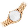 Reloj de moda con esfera azul y blanca, correa de oro rosa, resistente al agua hasta 5 ATM y mecanismo de cuarzo