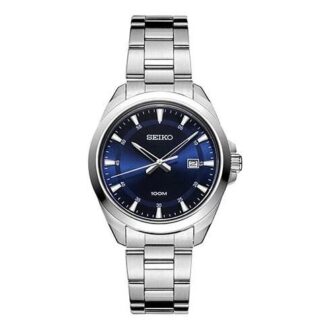 Reloj impermeable azul acero con correa de acero para uso diario y de negocios