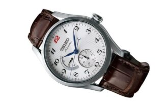 Reloj mecánico automático Presage con esfera blanca y correa marrón