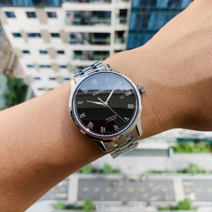 Reloj mecánico automático resistente al agua de la serie Japan, color negro