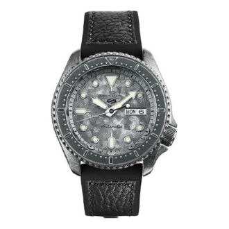Reloj mecánico automático retro de la serie n.º 5, resistente al agua, gris y negro
