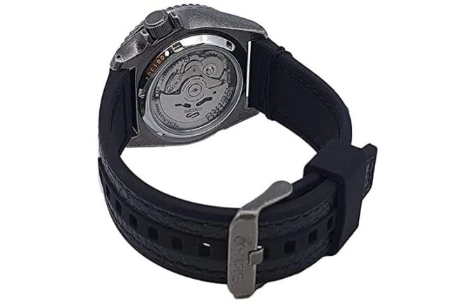 Reloj mecánico automático retro de la serie n.º 5, resistente al agua, gris y negro