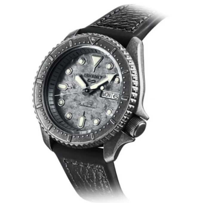 Reloj mecánico automático retro de la serie n.º 5, resistente al agua, gris y negro