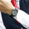 Reloj mecánico automático retro de la serie n.º 5, resistente al agua, gris y negro