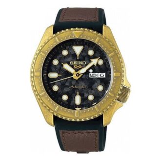 Reloj mecánico automático retro de la serie n.º 5, resistente al agua, negro y marrón