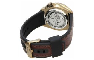 Reloj mecánico automático retro de la serie n.º 5, resistente al agua, negro y marrón