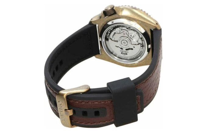 Reloj mecánico automático retro de la serie n.º 5, resistente al agua, negro y marrón