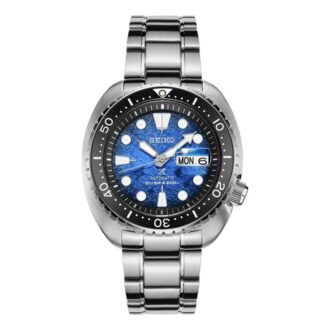 Reloj mecánico de la serie Prospex con caja de cristal de zafiro, esfera azul y correa de acero, resistente al agua hasta 200 metros