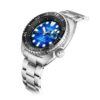 Reloj mecánico de la serie Prospex con caja de cristal de zafiro, esfera azul y correa de acero, resistente al agua hasta 200 metros
