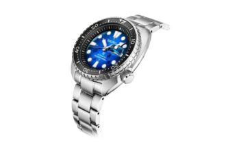 Reloj mecánico de la serie Prospex con caja de cristal de zafiro, esfera azul y correa de acero, resistente al agua hasta 200 metros