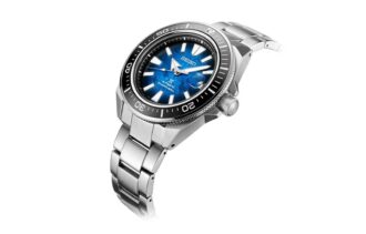 Reloj mecánico de la serie Prospex con lente de zafiro, correa de acero azul degradado y resistencia al agua de 200 metros