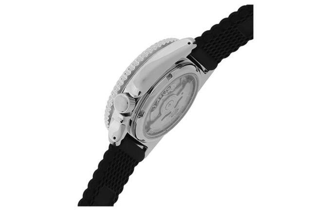 Reloj mecánico deportivo con correa de caucho de la serie n.º 5, color negro, SRPD73k2