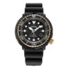 Serie Prospex Reloj deportivo pequeño con energía solar, resistente al agua hasta 200 metros, negro y dorado